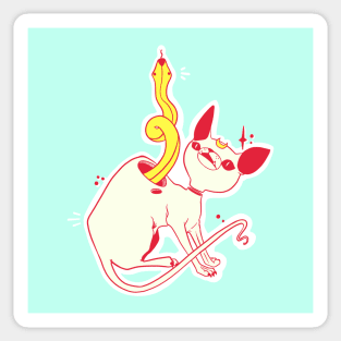 Sphynx Cat And Snake Art Sticker